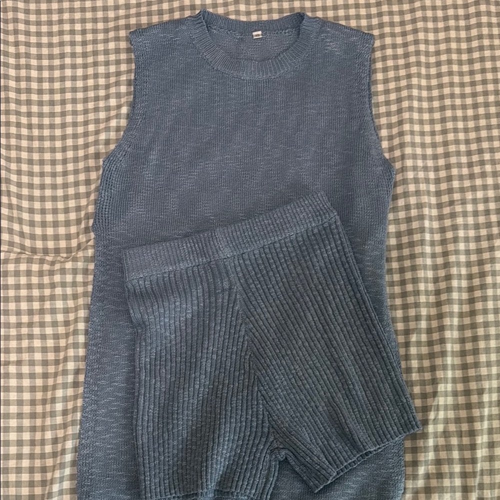 Blue 2 piece sweater set